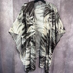 Chico's Womens One Size Kimono Open Front Geometric Print Lightweight Cover Up